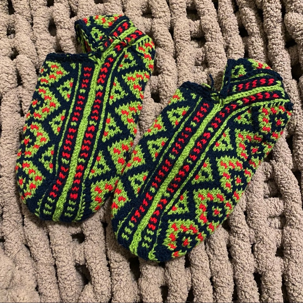 Hand Knitted Turkish Wool Socks | 100 % Natural Wool | Indoor Slipper Socks